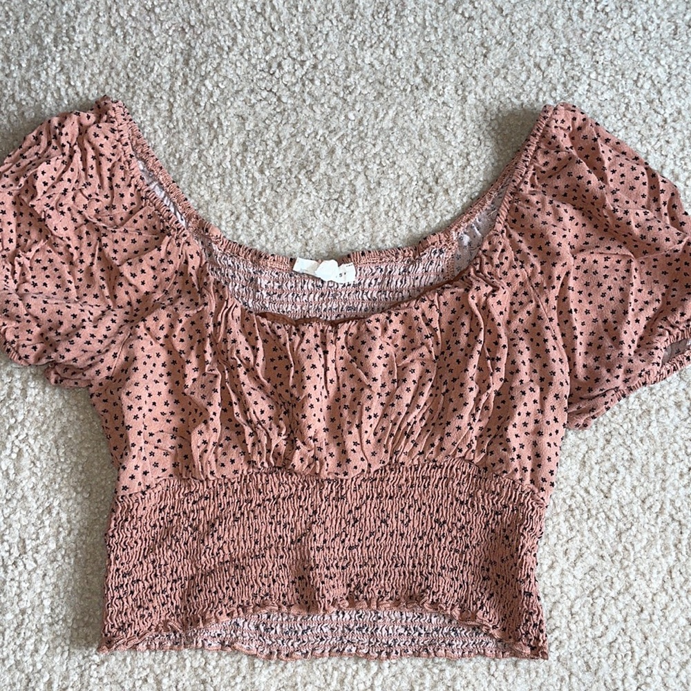 Burnt Orange Floral Crop Top from PacSun (Size M)
